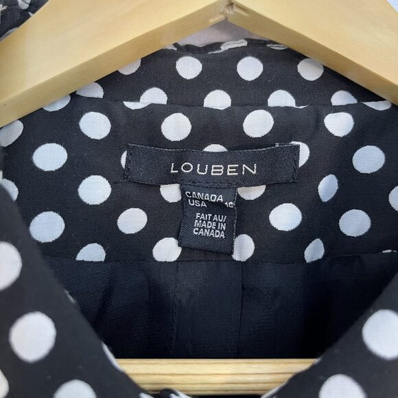 Louben blazer black with white polka dots sz 10 - Picture 3 of 5